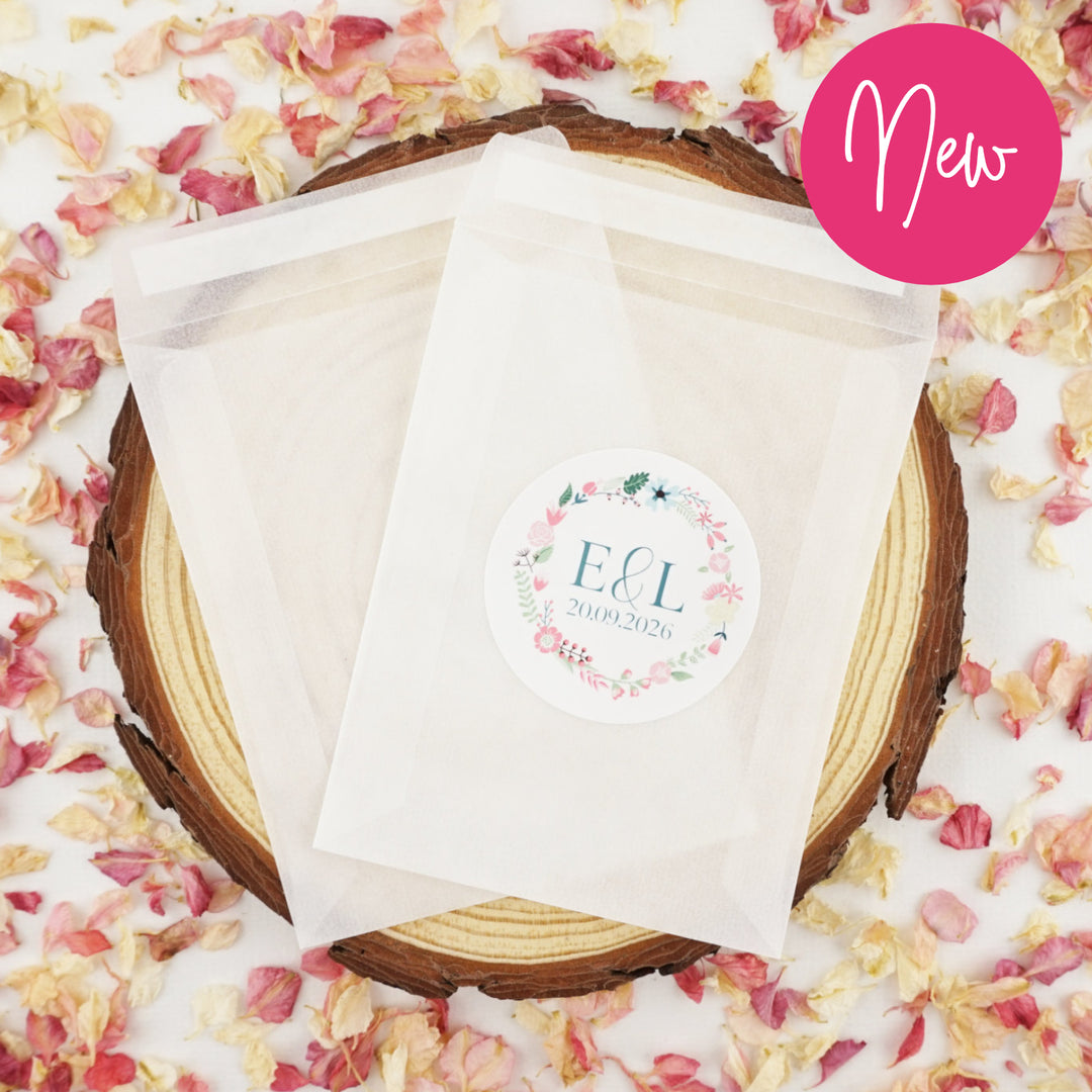 Personalised Glassine Envelopes for Confetti Bags Flowers DIY (Empty)