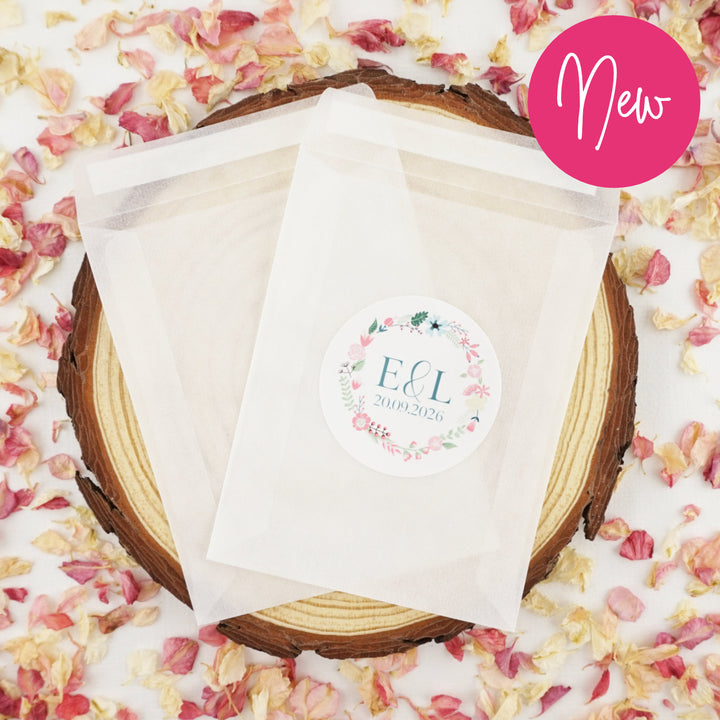 Personalised Glassine Envelopes for Confetti Bags Flowers DIY (Empty)