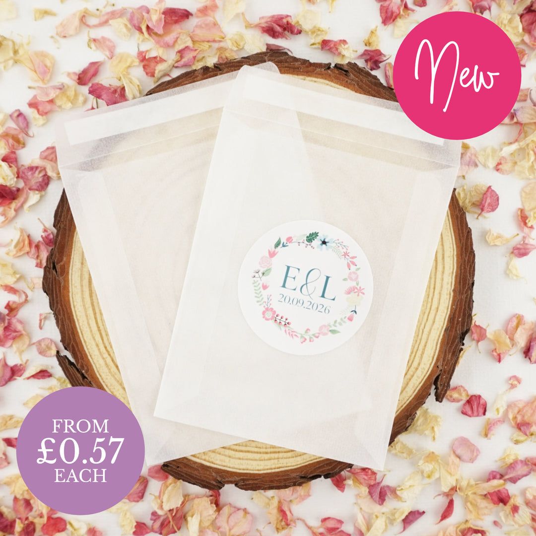 Personalised Glassine Envelopes for Confetti Bags Flowers DIY (Empty)