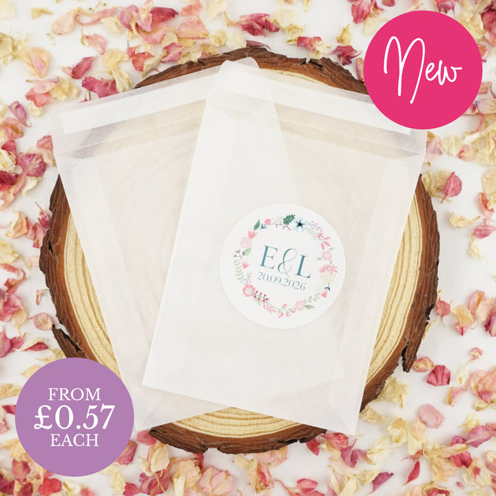 Personalised Glassine Envelopes for Confetti Bags Flowers DIY (Empty)