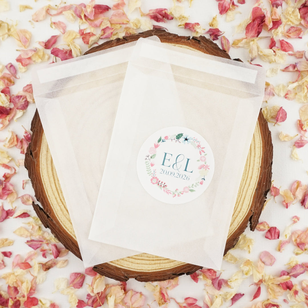Personalised Glassine Envelopes for Confetti Bags Flowers DIY (Empty)