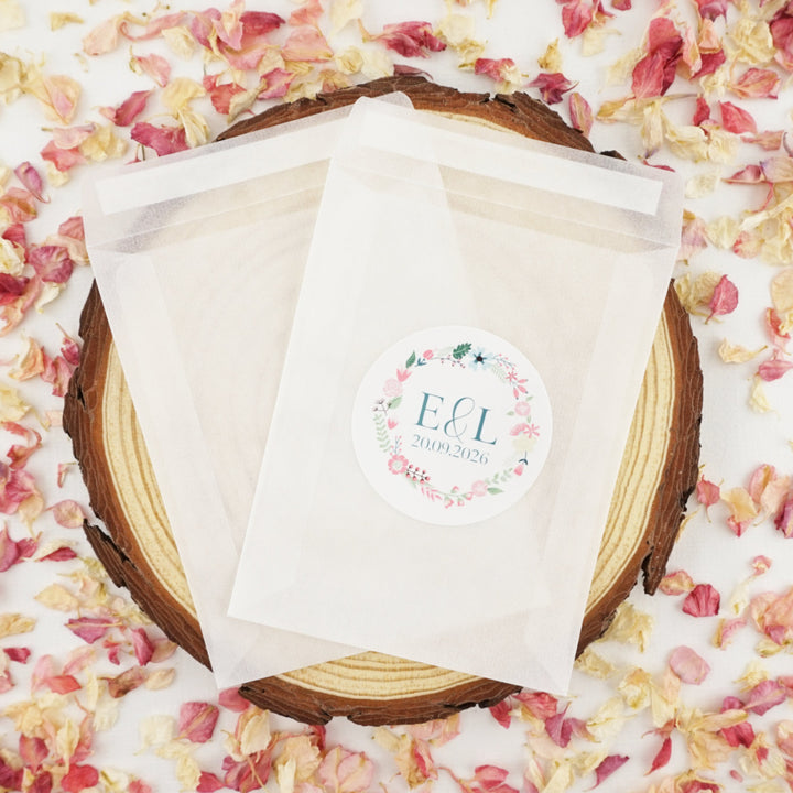 Personalised Glassine Envelopes for Confetti Bags Flowers DIY (Empty)