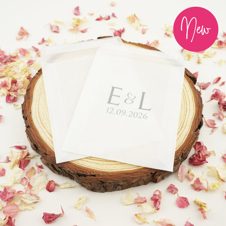 Personalised Glassine Envelopes for Confetti Bags Forever Initials (Empty)