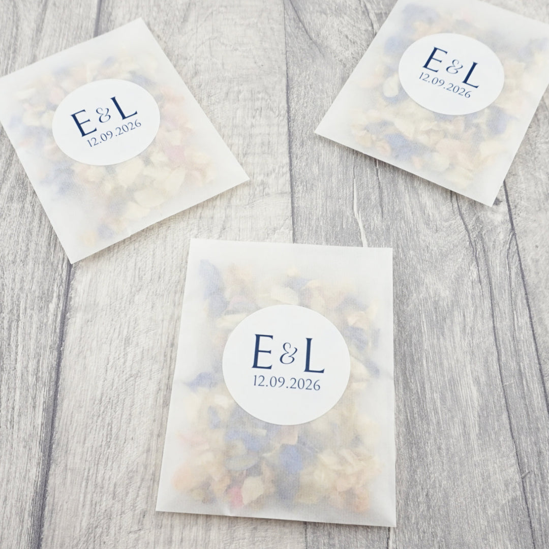 Glassine Envelopes Personalised Forever Sticker with Confetti Petals