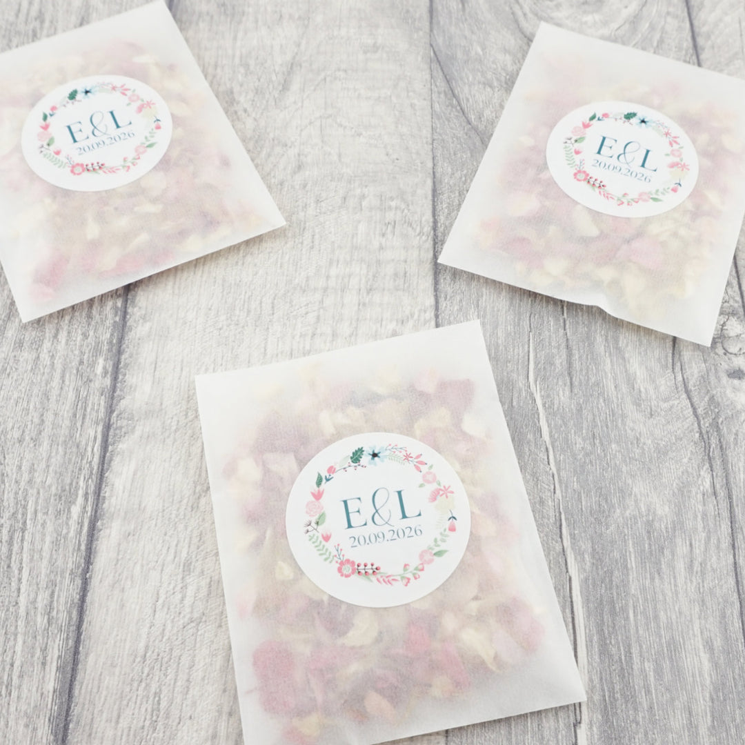 Glassine Envelopes Flowers Sticker and Confetti Petals