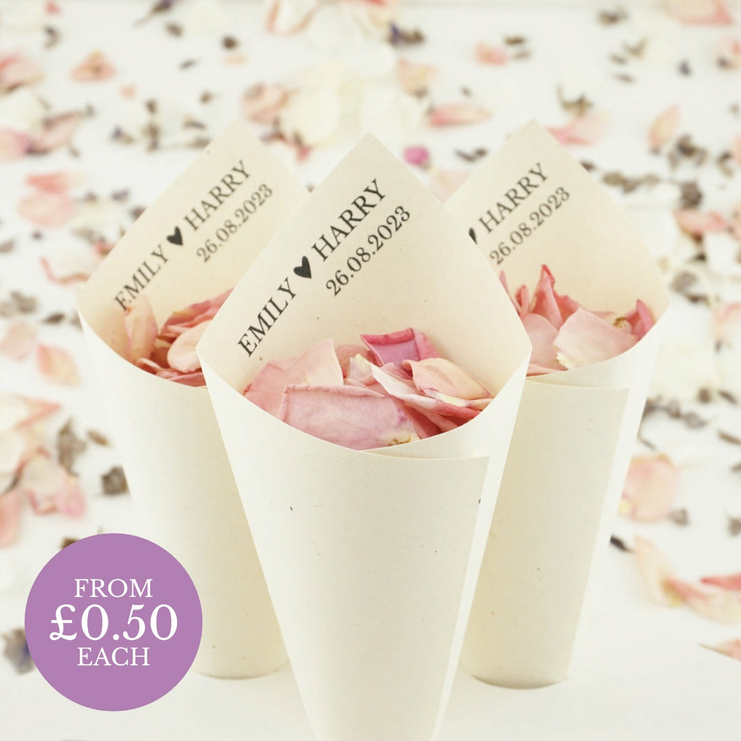 Personalised Wedding Confetti Cones Happily Ever After