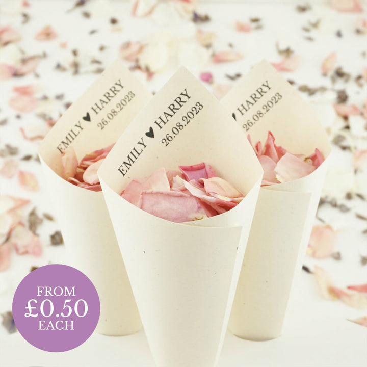 Personalised Wedding Confetti Cones Happily Ever After