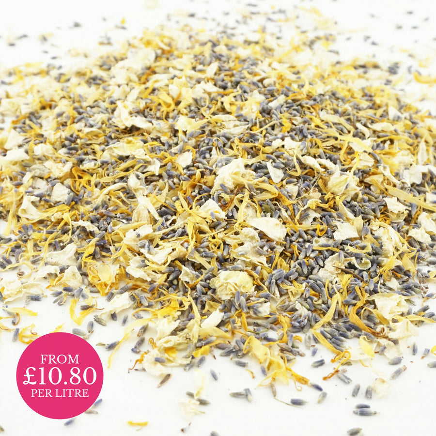 Happiness - larkspur calendula lavender petal mix - wedding confetti - flower confetti - natural confetti - biodegradable confetti - The Dried Petal Company