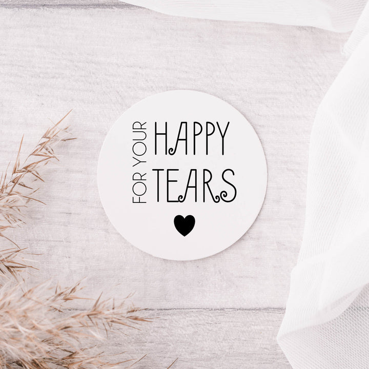 Glossy White Stickers Happy Tears Wedding Sticker Favour