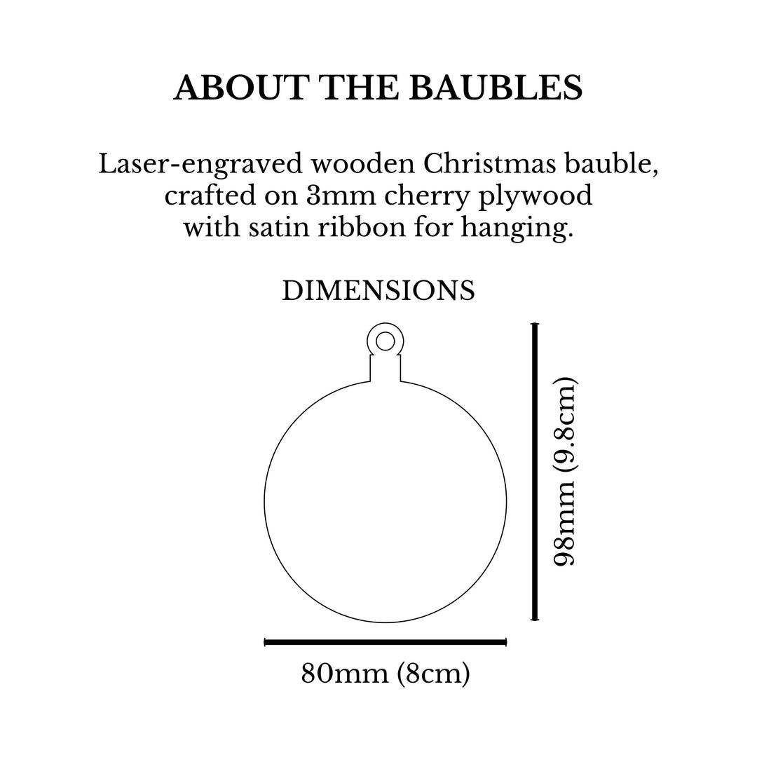 Personalised Wooden Laser Engraved Christmas Bauble Reindeer Family