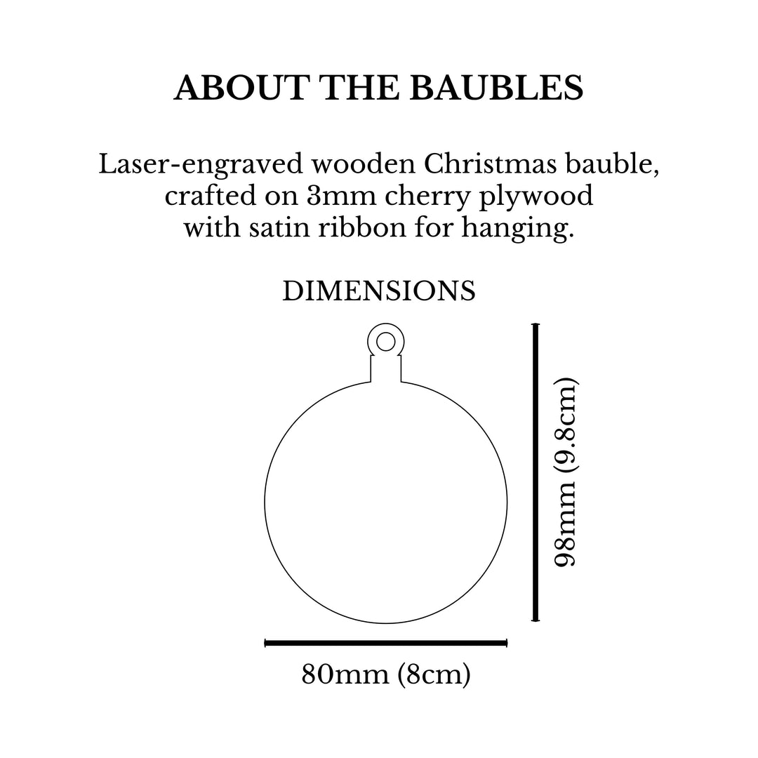 Personalised Wooden Laser Engraved Christmas Bauble Snowflake Merry Christmas