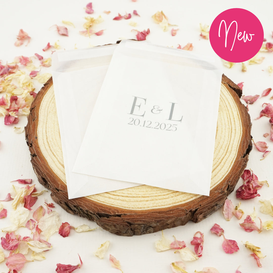 Personalised Glassine Envelopes for Confetti Bags Initials (Empty)