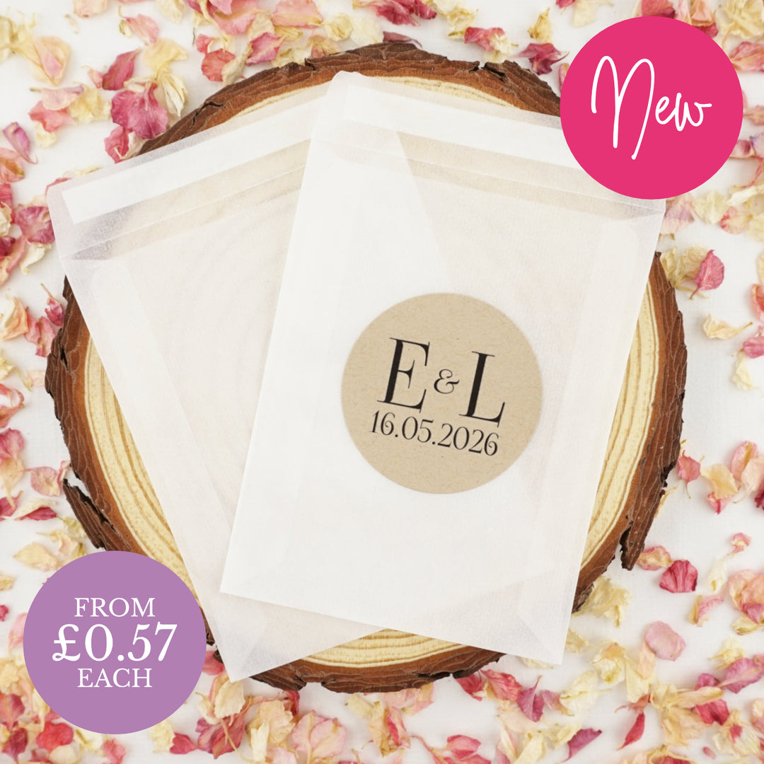 Personalised Glassine Envelopes for Confetti Bags Initials DIY (Empty)