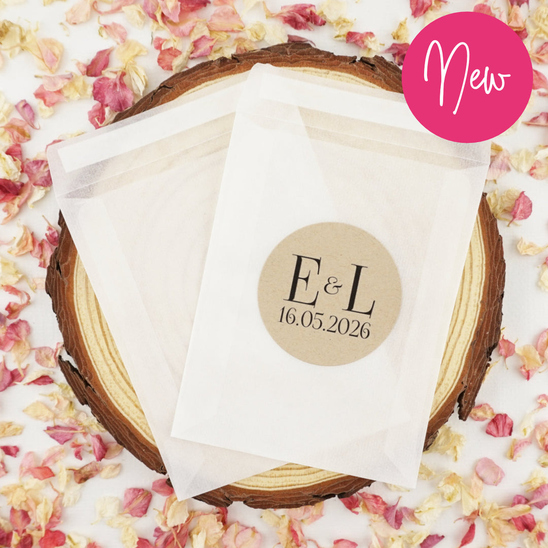 Personalised Glassine Envelopes for Confetti Bags Initials DIY (Empty)