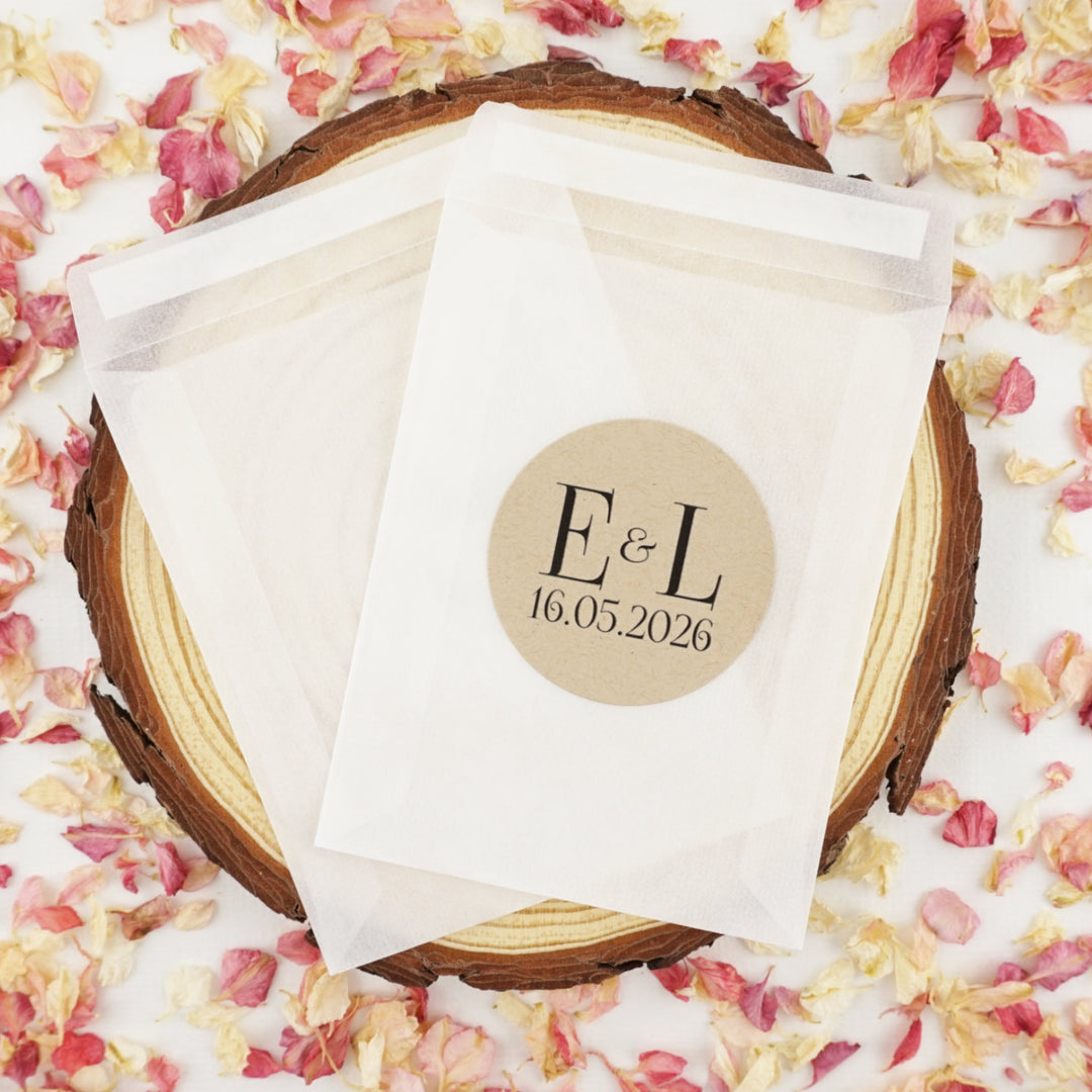 Personalised Glassine Envelopes for Confetti Bags Initials DIY (Empty)