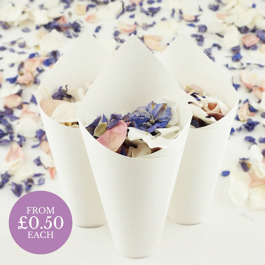 Recycled Ivory Fleck Wedding Confetti Cones