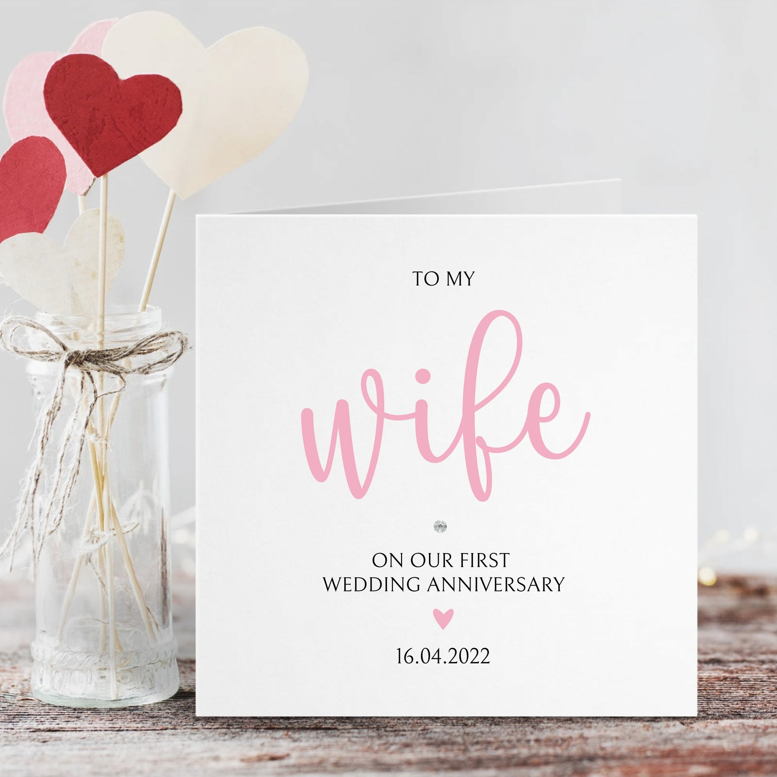 Greetings card - personalised greetings card - first anniversary - wife - The Dried Petal Company
