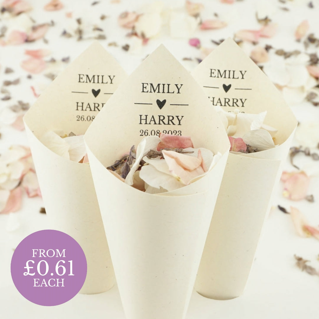 Personalised Wedding Confetti Cones Love Story