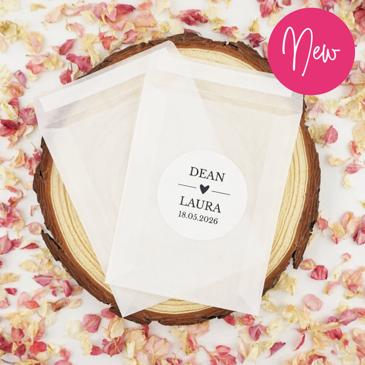 Personalised Glassine Envelopes for Confetti Bags Love Story DIY (Empty)