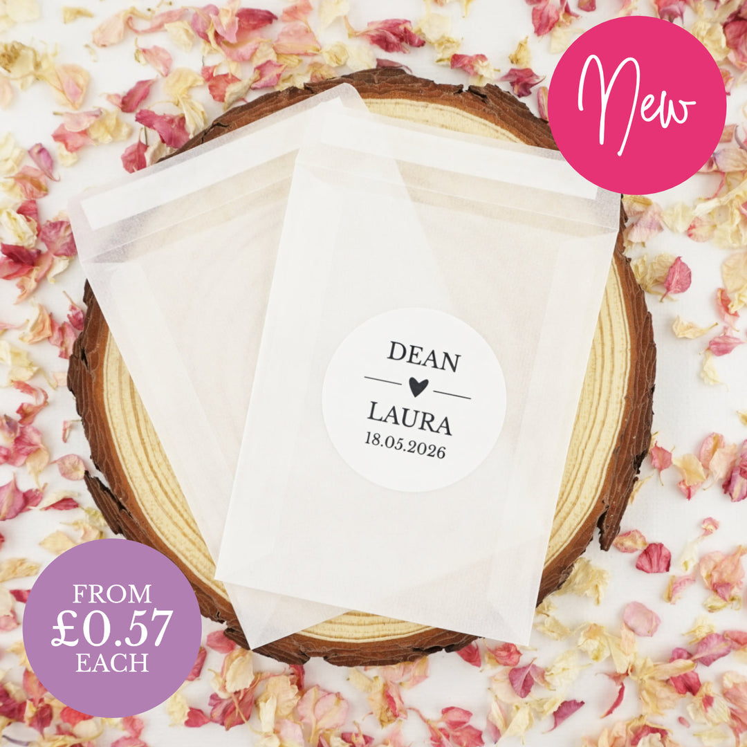 Personalised Glassine Envelopes for Confetti Bags Love Story DIY (Empty)