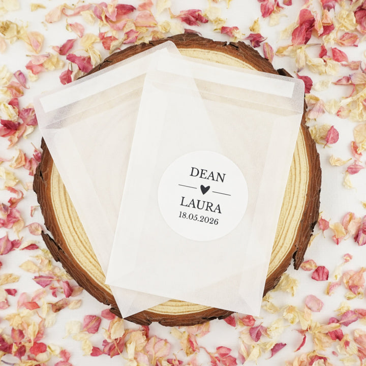 Personalised Glassine Envelopes for Confetti Bags Love Story DIY (Empty)