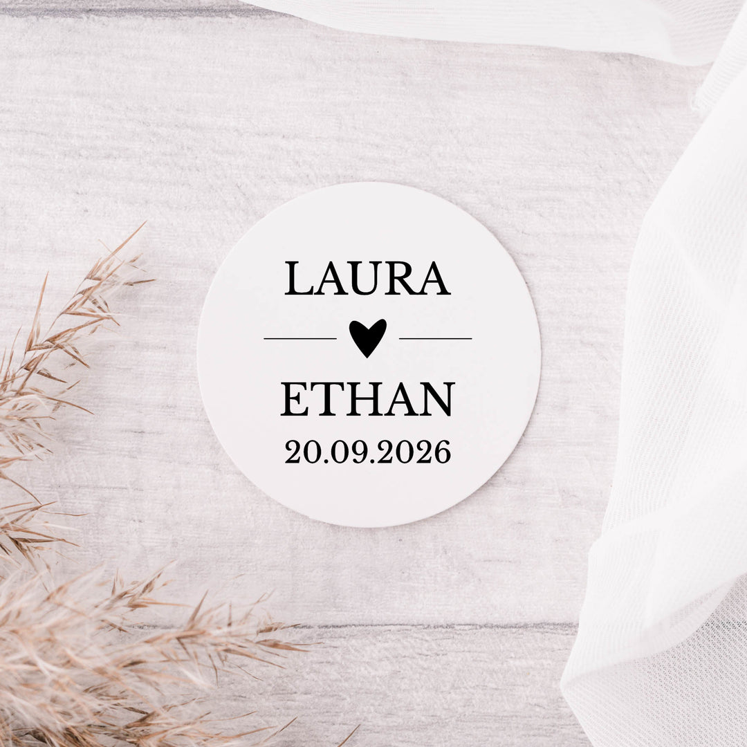 Personalised Glossy White Stickers Love Story Wedding Stickers