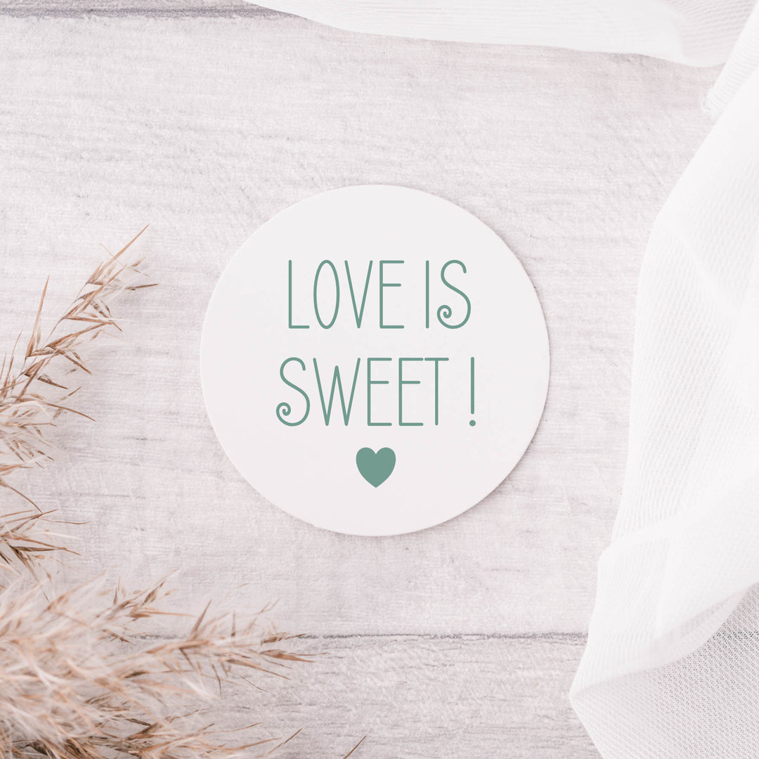 Glossy White Stickers Love is Sweet Wedding Sticker Wedding Favours