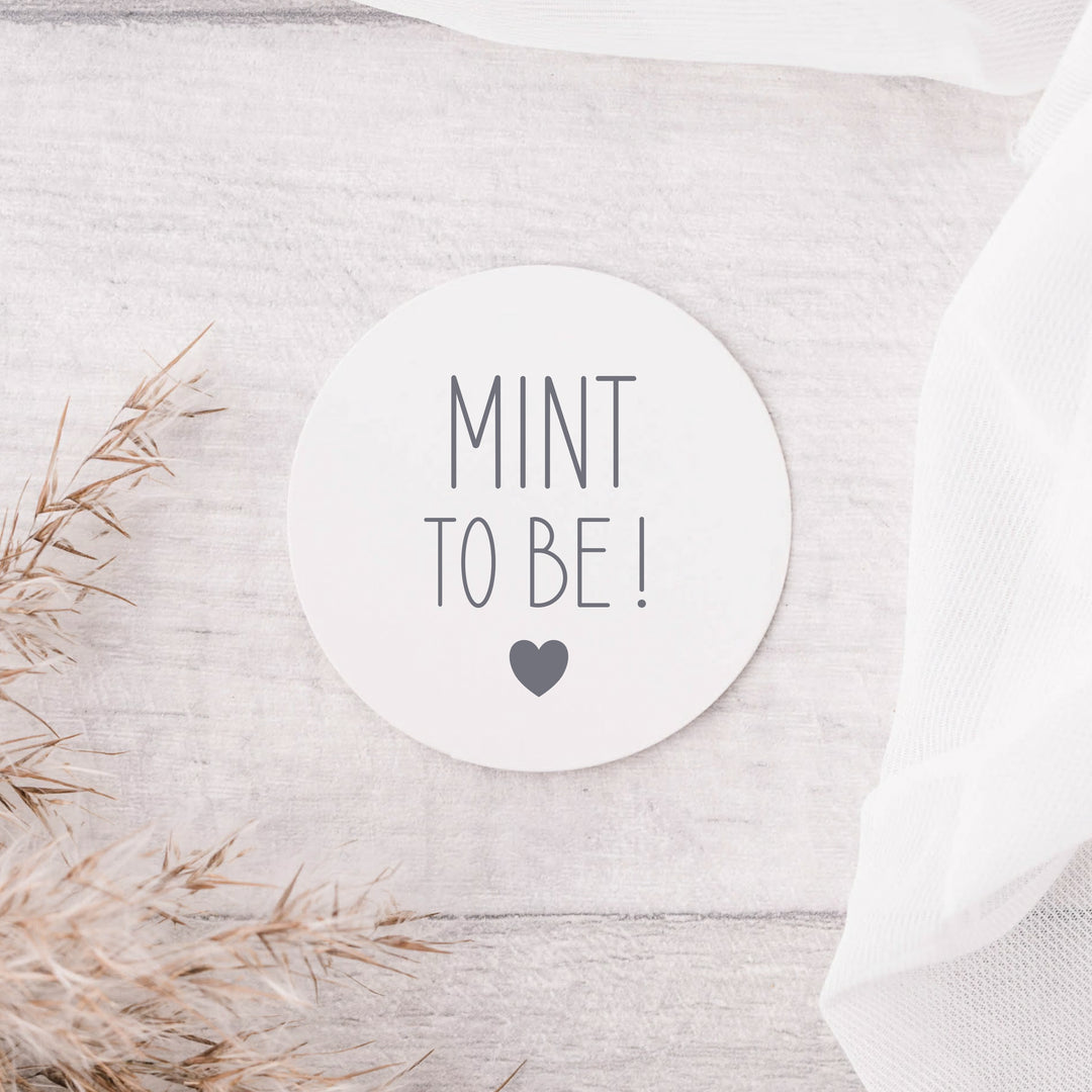 Glossy White Stickers Mint to be Cute Heart Wedding Sticker