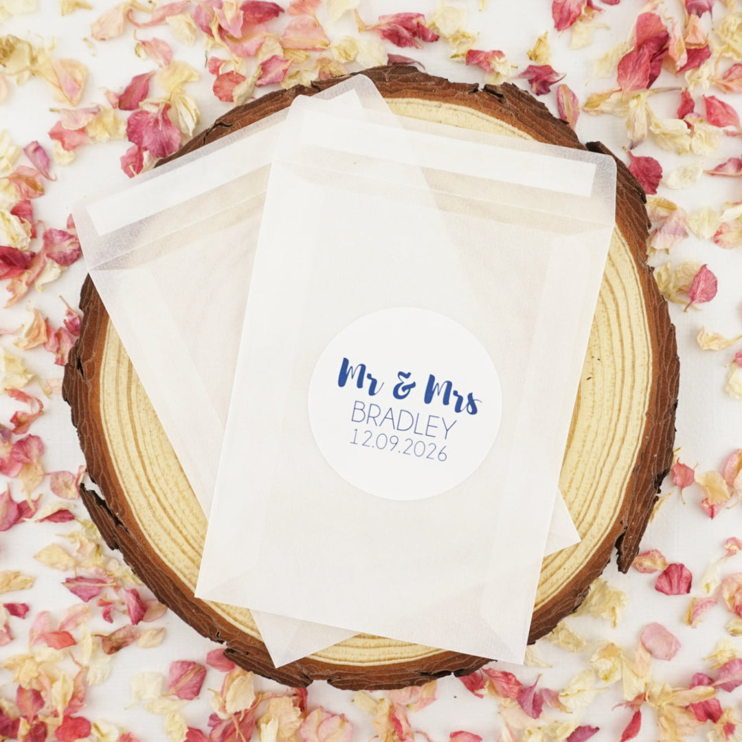 Personalised Glassine Envelopes for Confetti Bags Mr & Mrs DIY (Empty)