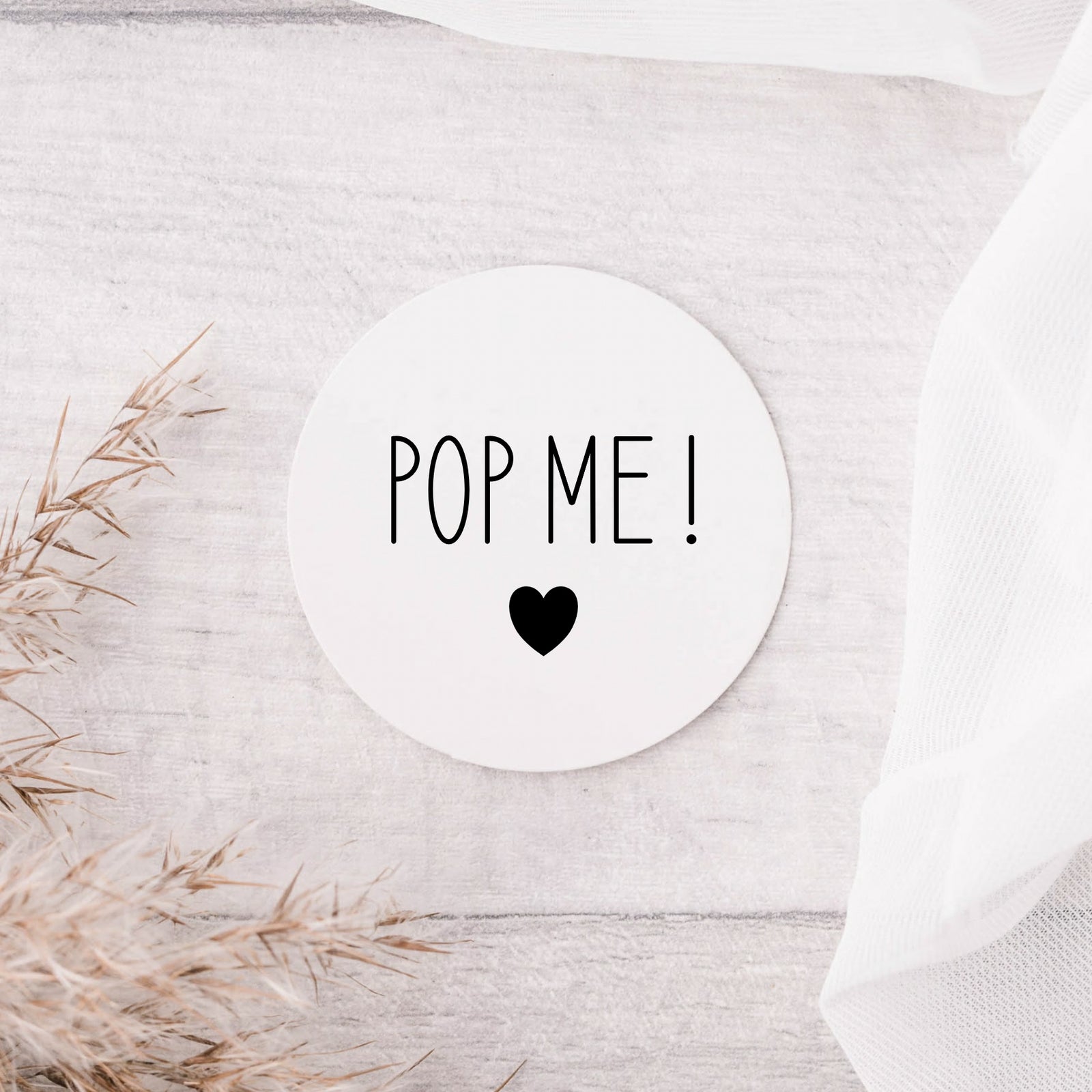 Wedding stickers - Pop Me - stickers for wedding favours - Glossy white stickers - The Dried Petal Company