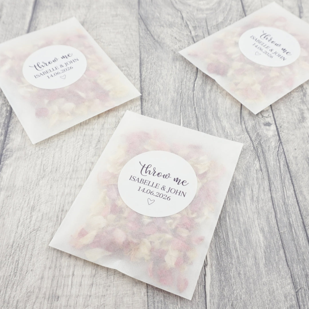 Glassine Envelopes Romantic Throw Me Sticker with Confetti Petals