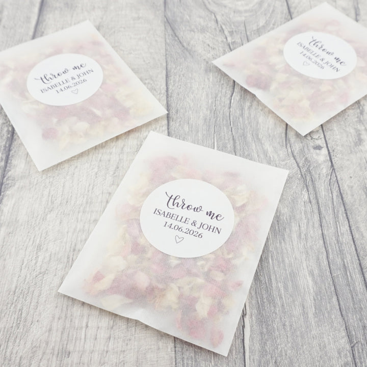 Glassine Envelopes Romantic Throw Me Sticker with Confetti Petals