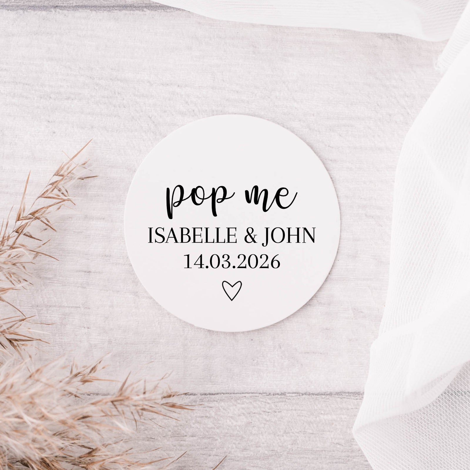 Personalised wedding stickers - Pop Me - Romantic - Glossy white stickers - The Dried Petal Company