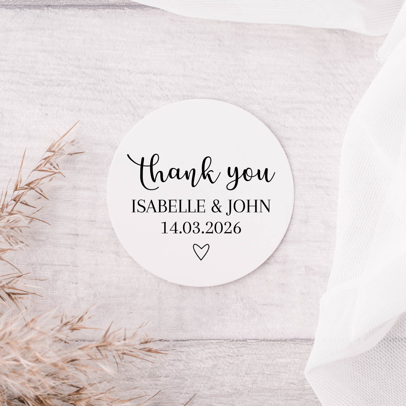 Personalised wedding stickers - Thank you - stickers for wedding favours - Glossy white stickers - The Dried Petal Company