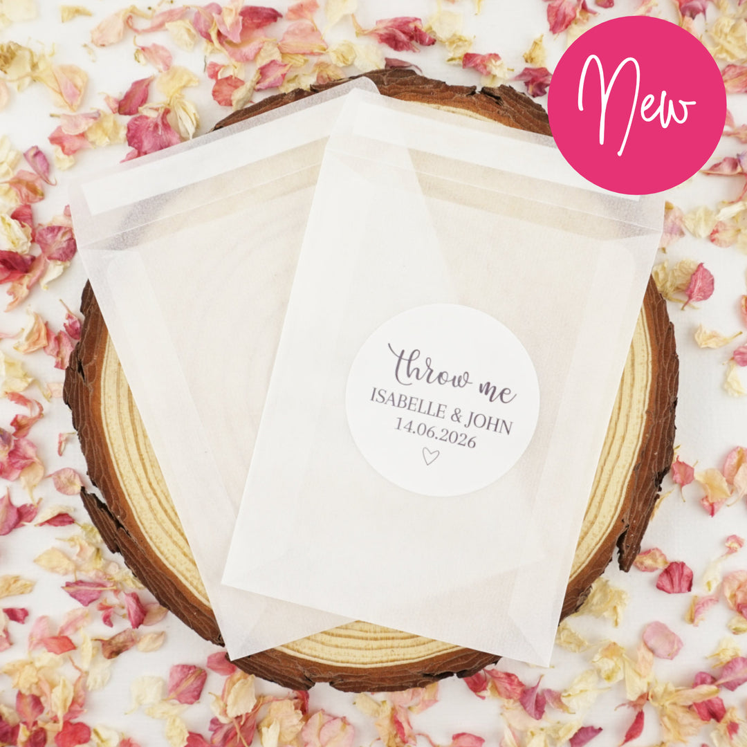 Personalised Glassine Envelopes for Confetti Bags Romantic Throw Me DIY (Empty)