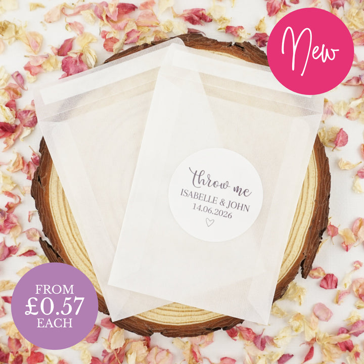 Personalised Glassine Envelopes for Confetti Bags Romantic Throw Me DIY (Empty)