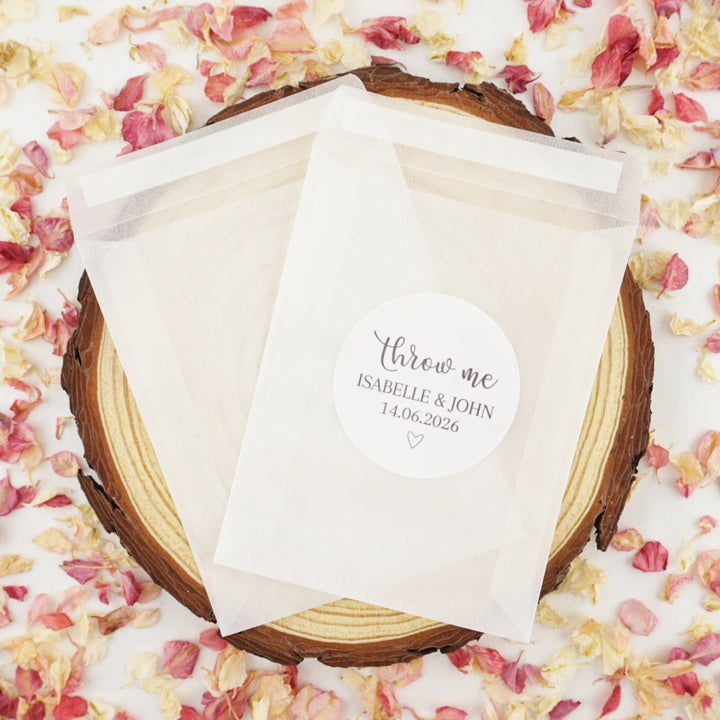 Personalised Glassine Envelopes for Confetti Bags Romantic Throw Me DIY (Empty)