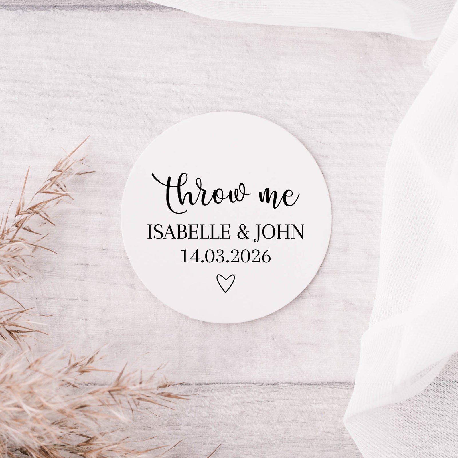Personalised wedding stickers - Throw Me - stickers for confetti - Glossy white stickers - The Dried Petal Company