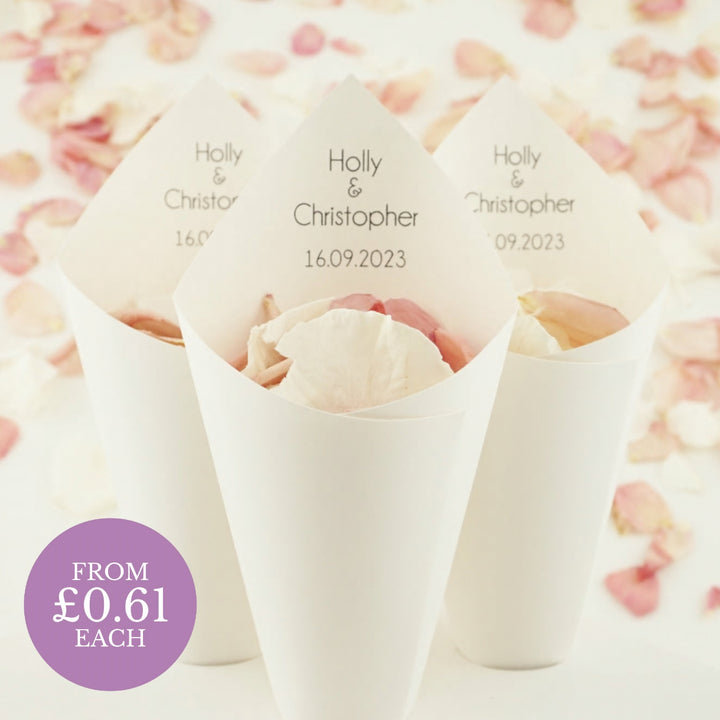 Personalised Wedding Confetti Cones Simplicity