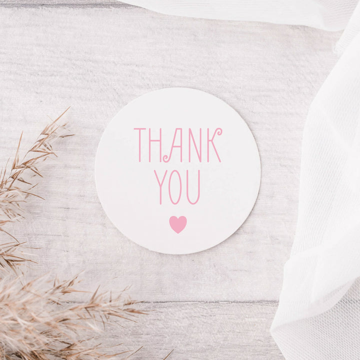 Glossy White Stickers Thank You Cute Heart Wedding Sticker