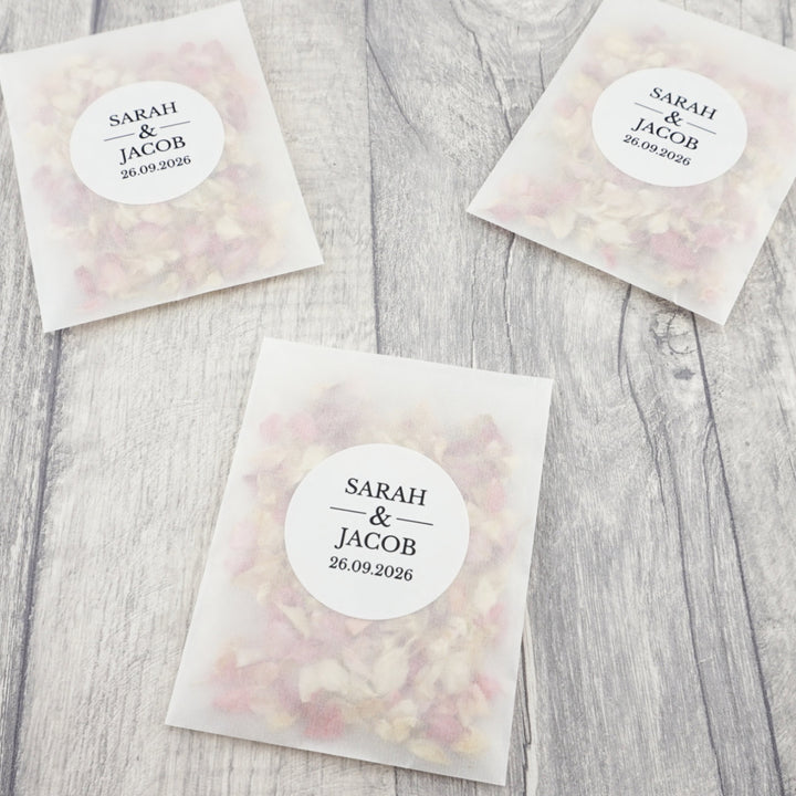 Glassine Envelopes Personalised The Big Day Sticker with Confetti Petals