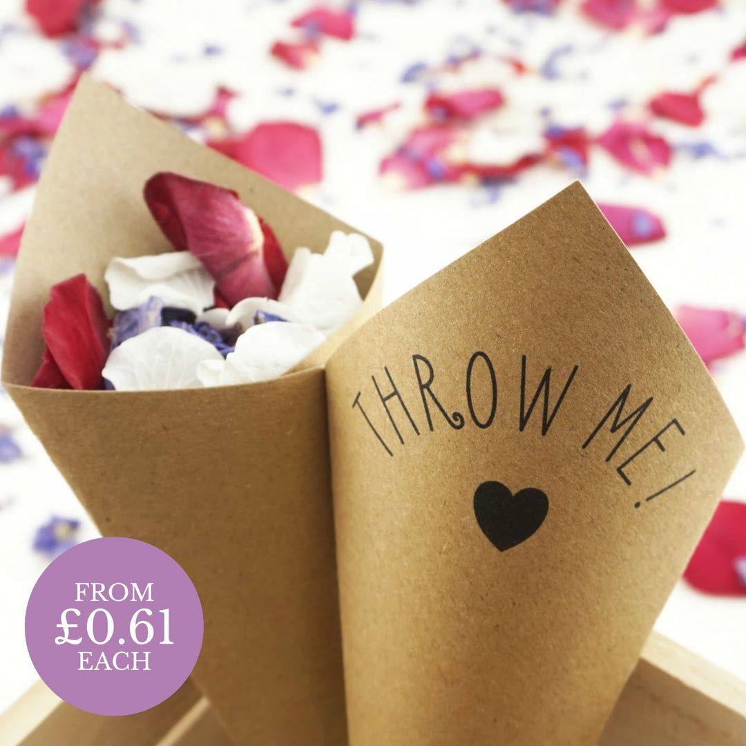 Throw Me! Wedding Confetti Cones Cute Heart