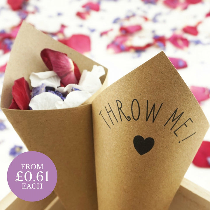 Throw Me! Wedding Confetti Cones Cute Heart