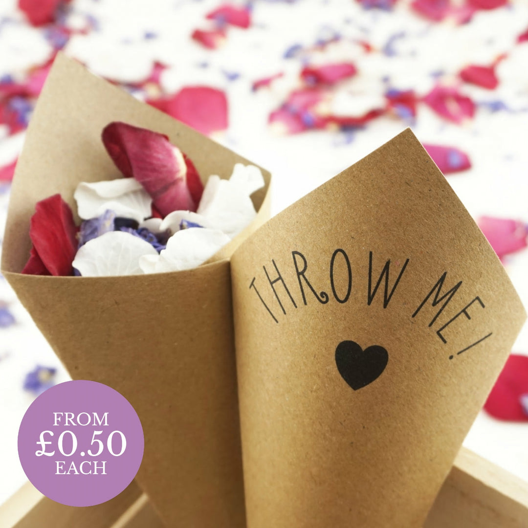 Throw Me! Wedding Confetti Cones Cute Heart
