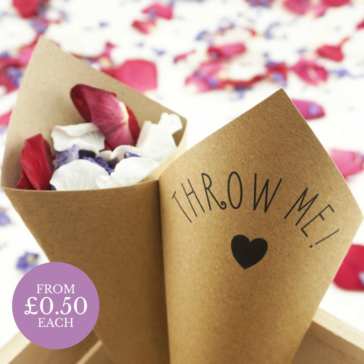 Throw Me! Wedding Confetti Cones Cute Heart