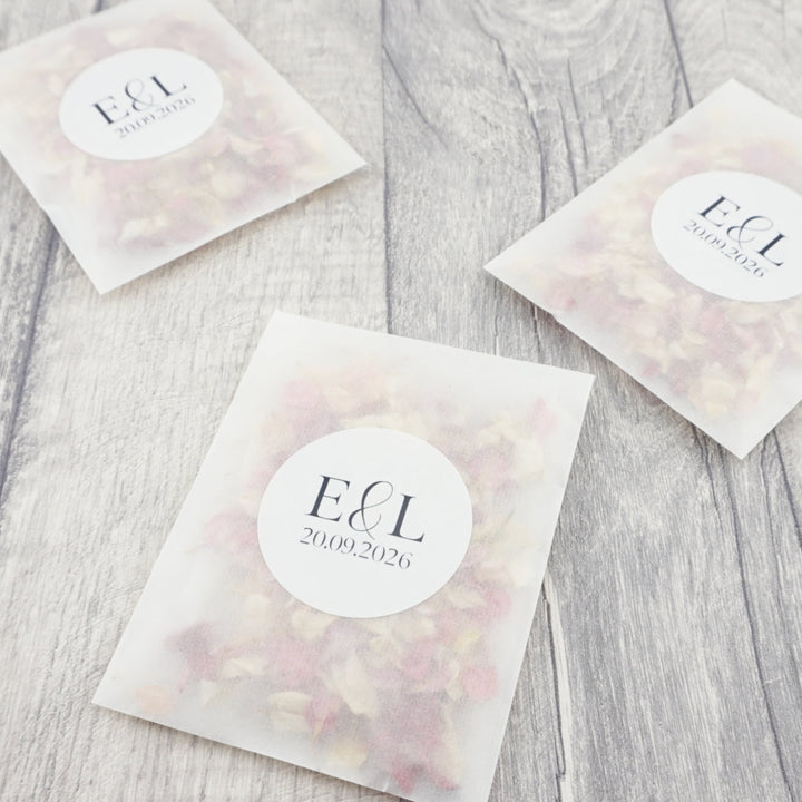 Glassine Envelopes Personalised Tranquil Sticker with Confetti Petals