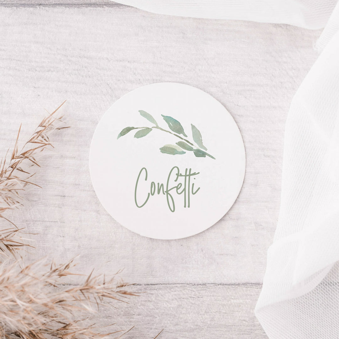 Glossy White Stickers Watercolour Leaf Confetti Wedding Confetti Stickers