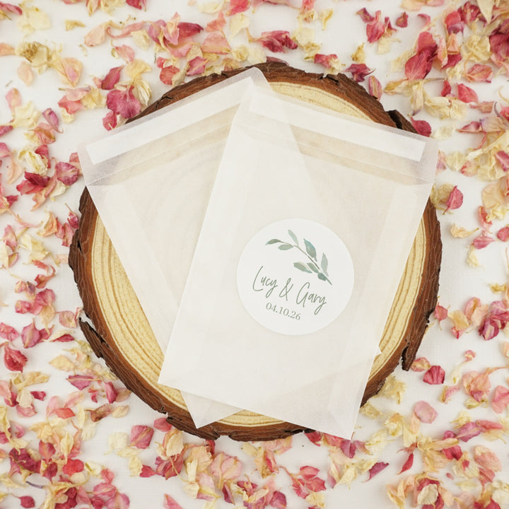 Glassine Envelopes for Confetti Bags Watercolour Leaf Personalised DIY (Empty)