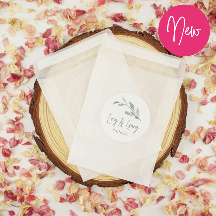 Glassine Envelopes for Confetti Bags Watercolour Leaf Personalised DIY (Empty)