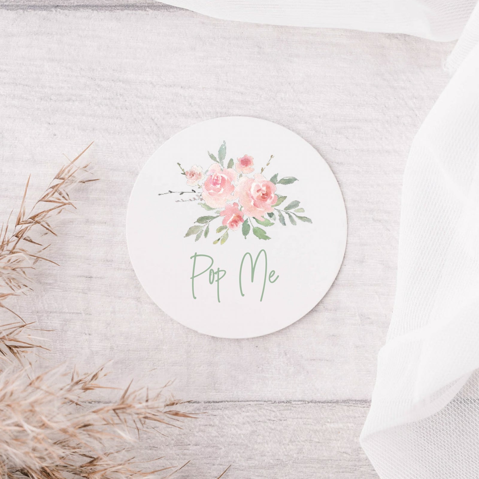 Wedding stickers - Watercolour Rose - Pop Me - Glossy white stickers - The Dried Petal Company
